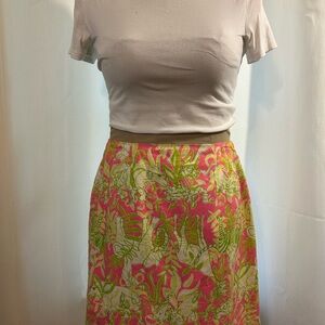 Lilly Pulitzer Pink and Green Jungle Print Resort Skirt